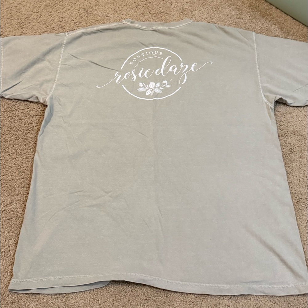 Comfort Colors Light Sage Green Tee with White Tag Print